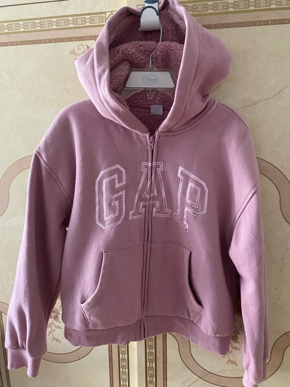 GAP Pink Zip-Up Hoodie with Sherpa Lining